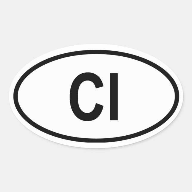 Côte d'Ivoire "CI" Oval Sticker (Front)