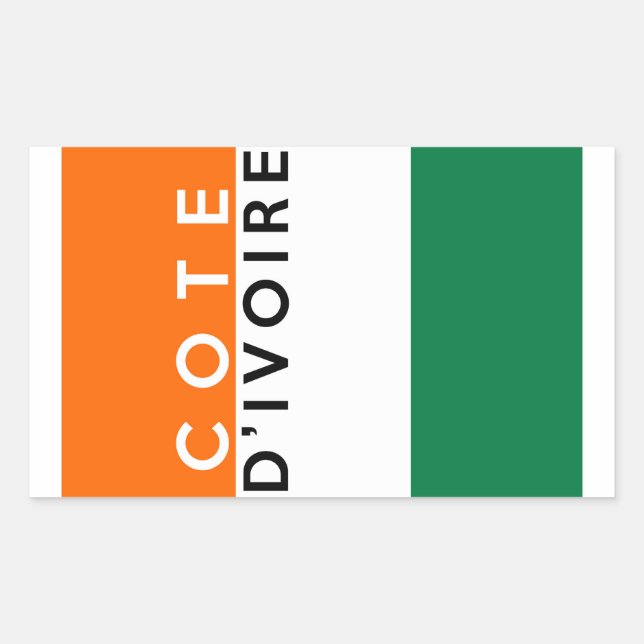 cote d'ivoire country flag symbol name text rectangular sticker (Front)