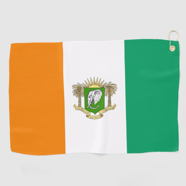 Cote d'Ivoire flag-coat of arms  Golf Towel (Horizontal)