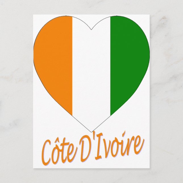 Cote D'Ivoire Flag Heart Postcard (Front)
