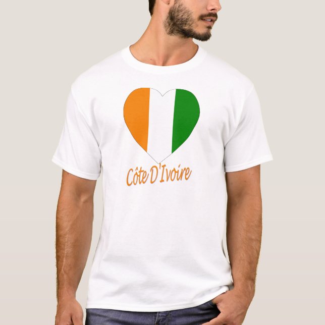 Cote D'Ivoire Flag Heart T-Shirt (Front)