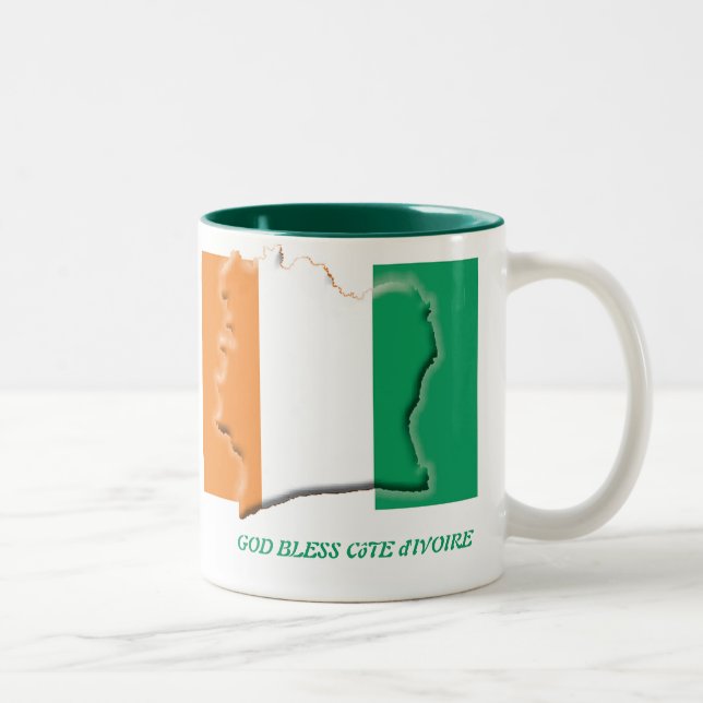 COTE D'IVOIRE FLAG Scripture Customised White Two-Tone Coffee Mug (Right)