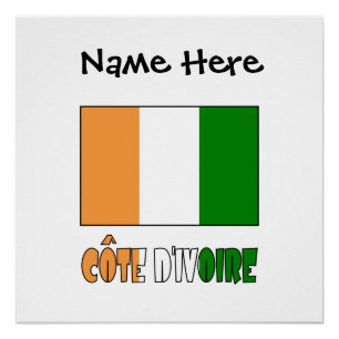 Côte d'Ivoire Ivory Coast Flag Black Personalise Poster
