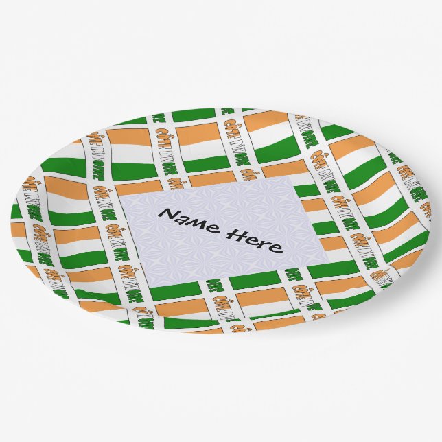Côte d'Ivoire Ivory Coast Flag Tiled Personalised  Paper Plate (Angled)