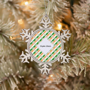 Côte d'Ivoire Ivory Coast Flag Tiled Personalised Snowflake Pewter Christmas Ornament