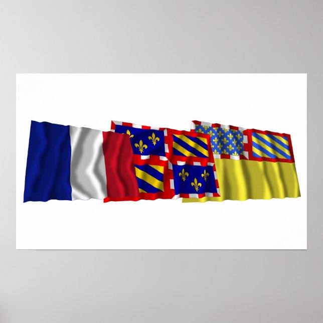 Côte-d'Or, Bourgogne & France flags Poster (Front)