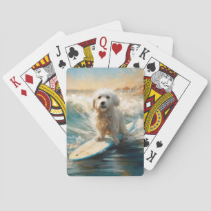 Coton De Tulear Beach Surfing Painting Playing Cards