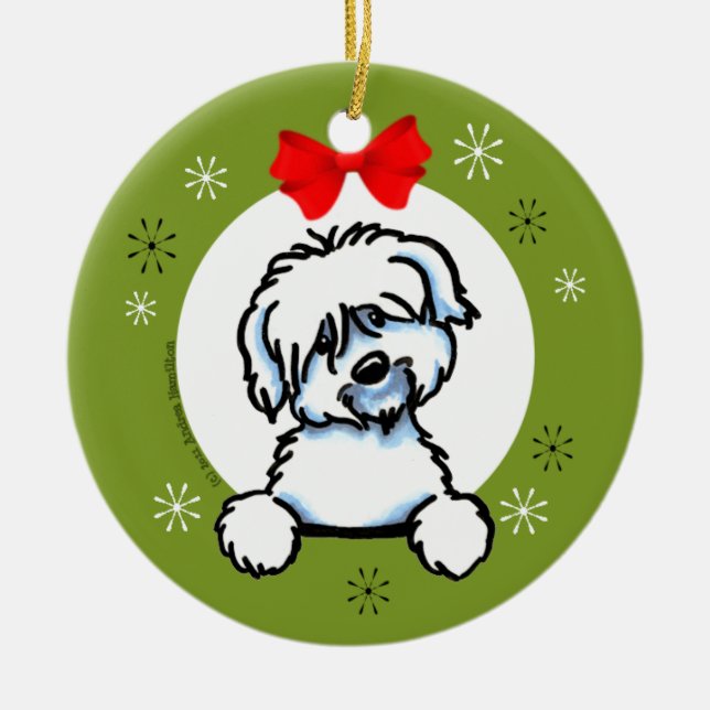 Coton de Tulear Christmas Classic Ceramic Tree Decoration (Front)