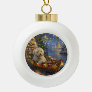 Coton De Tulear Christmas Festive Voyage  Ceramic Ball Christmas Ornament