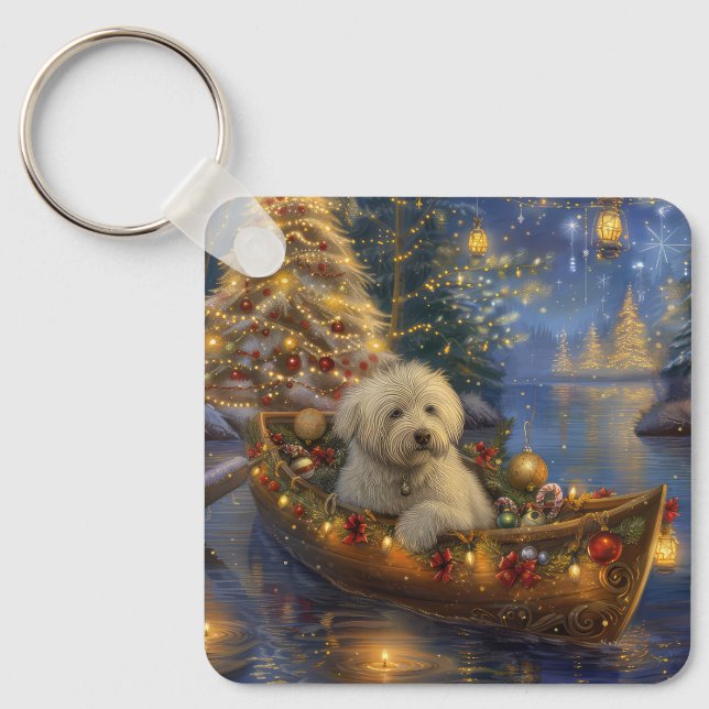 Coton De Tulear Christmas Festive Voyage  Key Ring (Front)