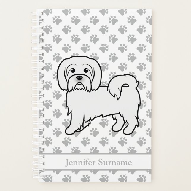 Coton de Tulear Cute Cartoon Dog & Custom Text Planner (Front)