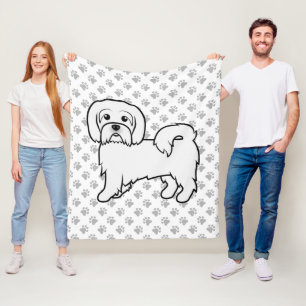 Coton De Tulear Cute Cartoon Dog Illustration Fleece Blanket