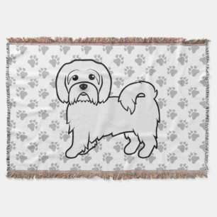Coton de Tulear Cute Cartoon Dog Illustration Throw Blanket