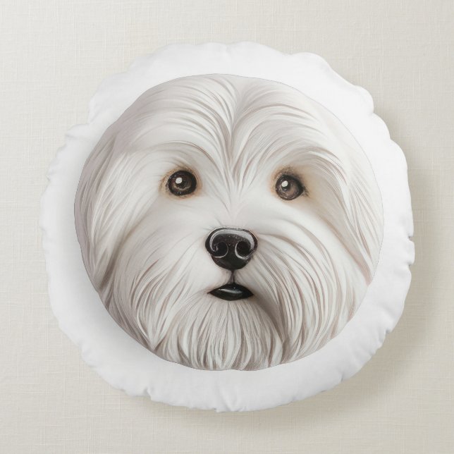 Coton De Tulear Dog 3D Inspired  Round Cushion (Front)