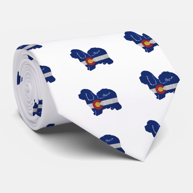 Coton de Tulear Dog Breed Colorado Flag Tie (Rolled)