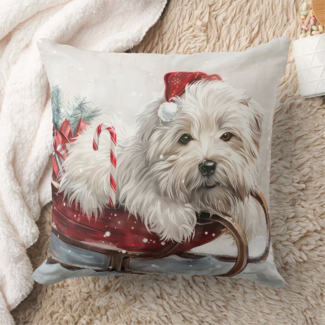 Coton De Tulear Dog Christmas Festive Cushion (Blanket)