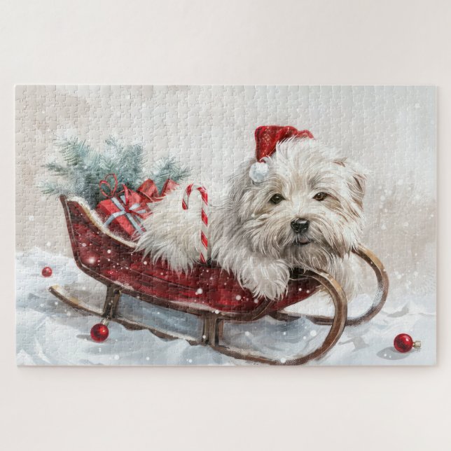 Coton De Tulear Dog Christmas Festive Jigsaw Puzzle (Horizontal)