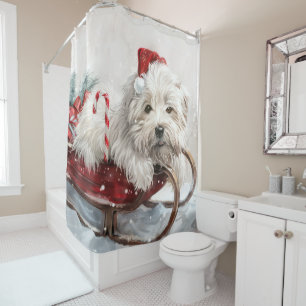 Coton De Tulear Dog Christmas Festive Shower Curtain