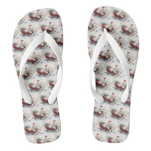 Coton De Tulear Dog Christmas Festive Thongs