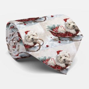 Coton De Tulear Dog Christmas Festive Tie