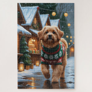 Coton De Tulear Dog Christmas Snow Holiday Jigsaw Puzzle