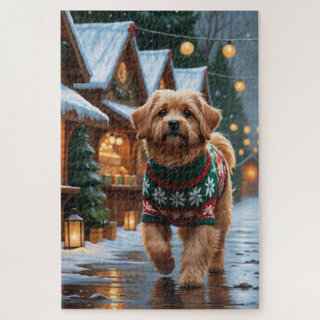 Coton De Tulear Dog Christmas Snow Holiday Jigsaw Puzzle (Vertical)