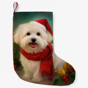 Coton De Tulear Dog in Snow Christmas Small Christmas Stocking