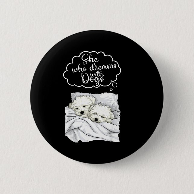 Coton De Tulear Dog Nightgown Pajama  6 Cm Round Badge (Front)