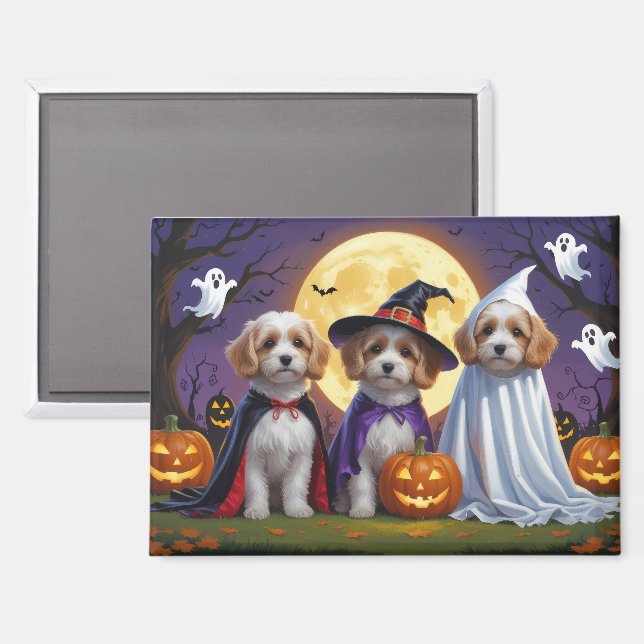 Coton De Tulear Dogs Pumpkin Halloween Funny  Magnet (Front/Back)