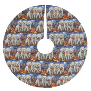Coton De Tulear Halloween Spooky Brushed Polyester Tree Skirt