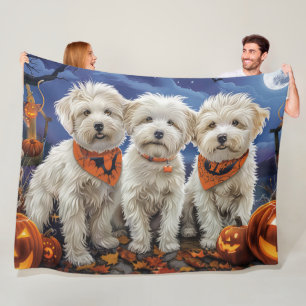 Coton De Tulear Halloween Spooky Fleece Blanket