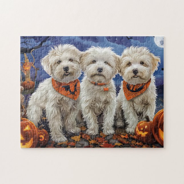 Coton De Tulear Halloween Spooky Jigsaw Puzzle (Horizontal)