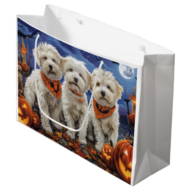 Coton De Tulear Halloween Spooky Large Gift Bag (Front Angled)