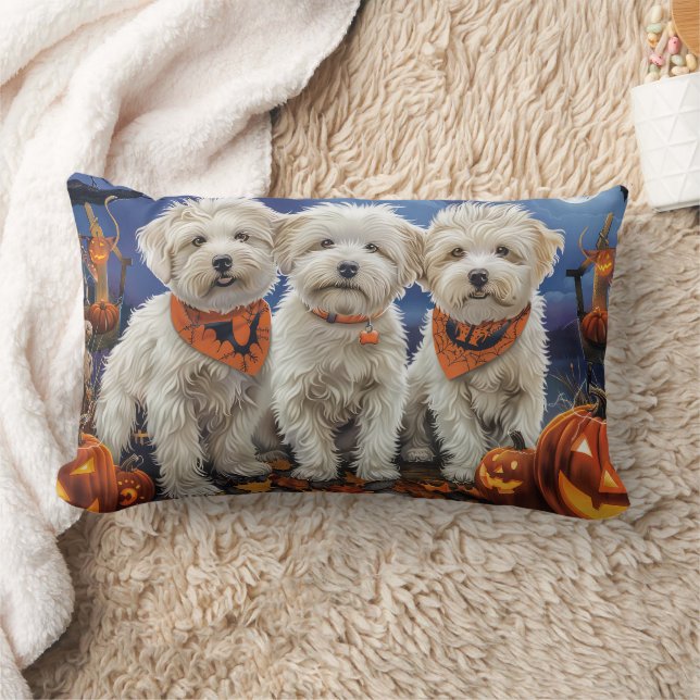 Coton De Tulear Halloween Spooky Lumbar Cushion (Blanket)
