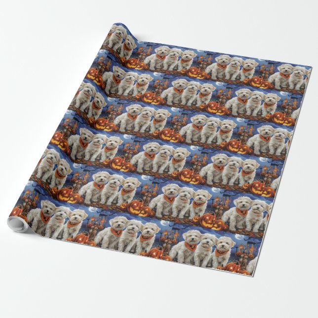Coton De Tulear Halloween Spooky Wrapping Paper (Unrolled)
