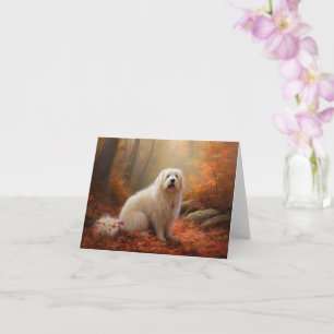 Coton De Tulear in Autumn Leaves Fall Inspire Card