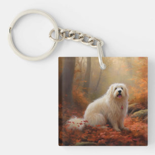Coton De Tulear in Autumn Leaves Fall Inspire  Key Ring