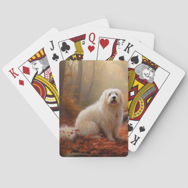 Coton De Tulear in Autumn Leaves Fall Inspire  Playing Cards (Back)