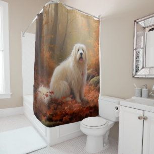 Coton De Tulear in Autumn Leaves Fall Inspire  Shower Curtain