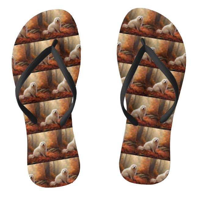 Coton De Tulear in Autumn Leaves Fall Inspire  Thongs (Footbed)