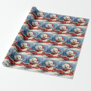 Coton De Tulear in Sledge Let it Snow Christmas Wrapping Paper