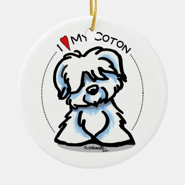Coton de Tulear Lover Ceramic Ornament (Front)
