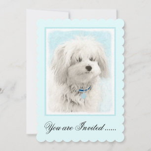 Coton de Tulear Painting - Cute Original Dog Art Invitation