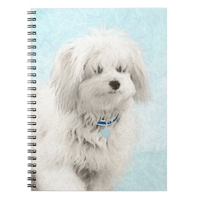 Coton de Tulear Painting - Cute Original Dog Art Notebook (Front)
