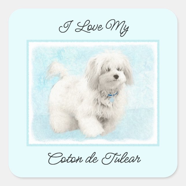 Coton de Tulear Painting - Cute Original Dog Art Square Sticker (Front)