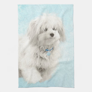 Coton de Tulear Painting - Cute Original Dog Art Tea Towel