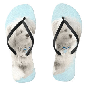 Coton de Tulear Painting - Cute Original Dog Art Thongs