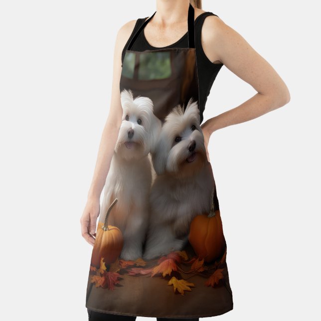 Coton De Tulear Puppy Autumn Delight Pumpkin  Apron (Insitu)