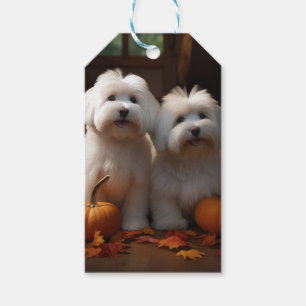 Coton De Tulear Puppy Autumn Delight Pumpkin Gift Tags