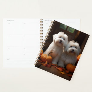 Coton De Tulear Puppy Autumn Delight Pumpkin Planner